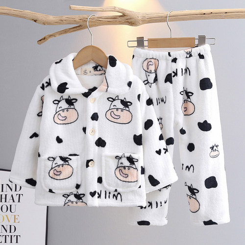 法兰绒秋冬季保暖柔软儿童睡衣