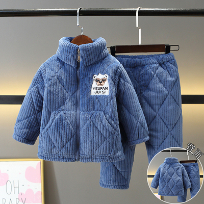 三层加厚加绒冬季儿童家居服