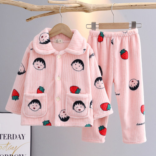 珊瑚绒法兰绒秋冬季儿童睡衣保暖