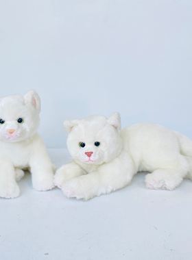 russ仿真猫咪毛绒玩具 精品厚料白色猫咪毛绒娃娃 质量好 小可爱