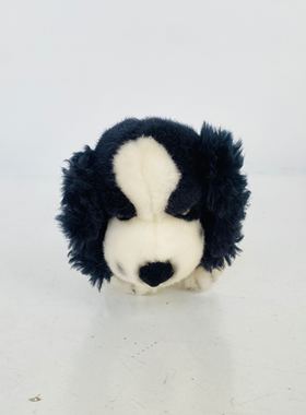 美国russ黑白小狗毛绒公仔 样板仿真趴姿狗狗毛绒玩具 可爱狗狗