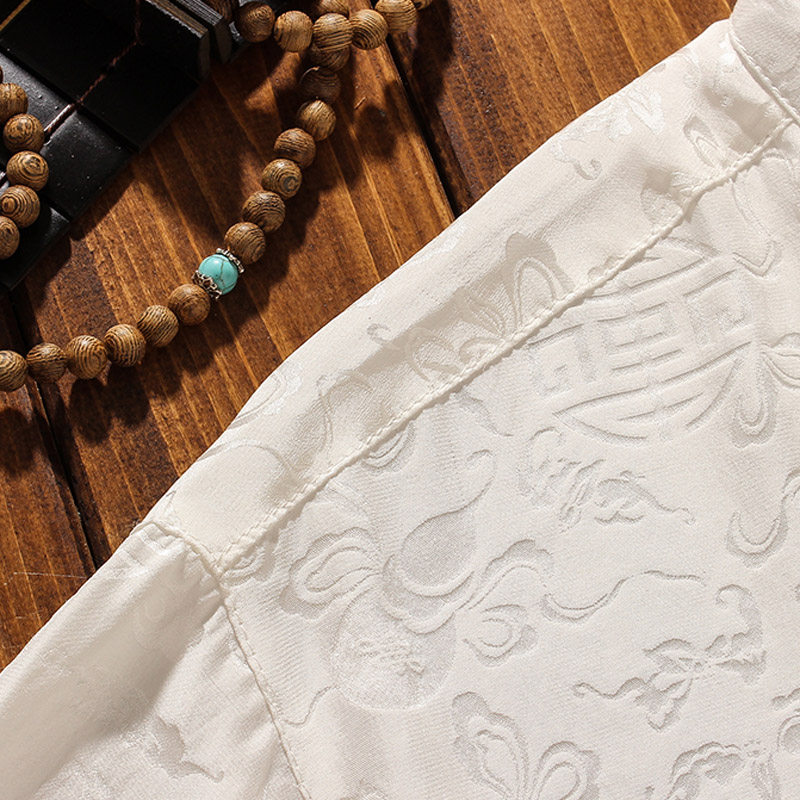 SILK TANG COSTUME MENS SUMMER CLOTHES OLD MAN CLOTHES 40 YEARS OLD 50 MULBERRY SILK CHINESE STYLE DAD SHORT SLEEVE SHIRT GRANDPA OUTFIT