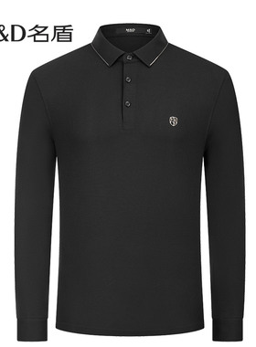 MD名盾男士长袖Polo衫2025春季商务休闲中青年翻领t恤11596