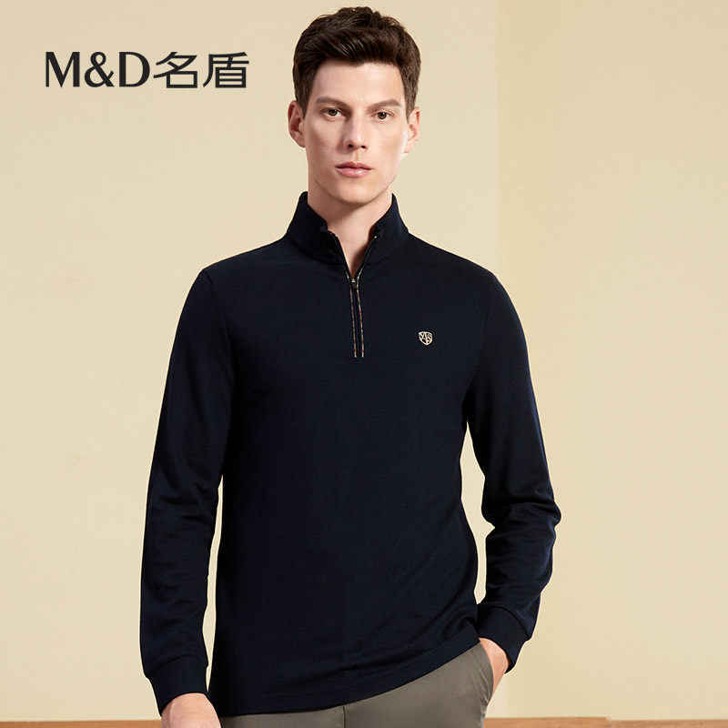 名盾Polo衫男春季商务休闲翻领长袖t恤衫2025春秋季立领打底衫TK