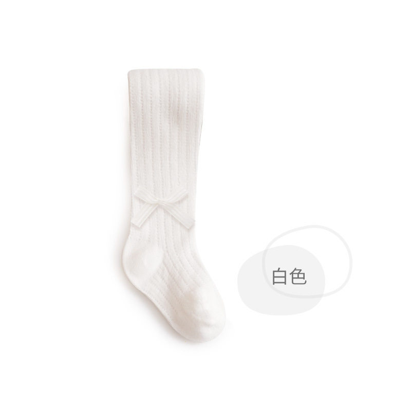 婴儿裤袜夏季蝴蝶结镂空女宝宝大PP裤薄款无骨连体袜子纯棉打底裤