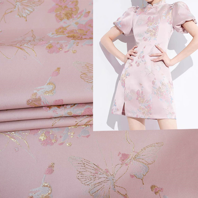 《FS076纸金蝴蝶》连衣裙梭织服装面料织金提花布料高档西装时装