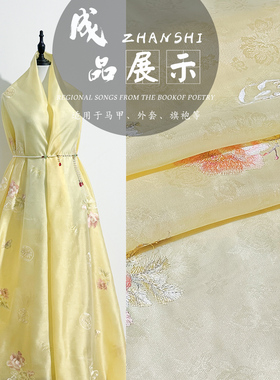 《XX018烟云涧》国风网纱刺绣花朵布料做汉服连衣裙童装手工面料