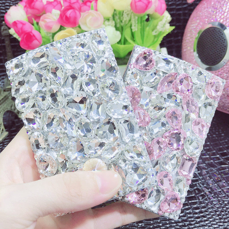 包邮 韩版时尚创意高档水晶水钻名片夹不锈钢女士商务镶钻名片盒