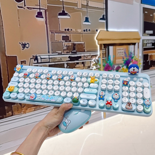 多巴胺DIY叮当猫鼠标键盘无线男生女生可爱卡通键盘无线键鼠套装