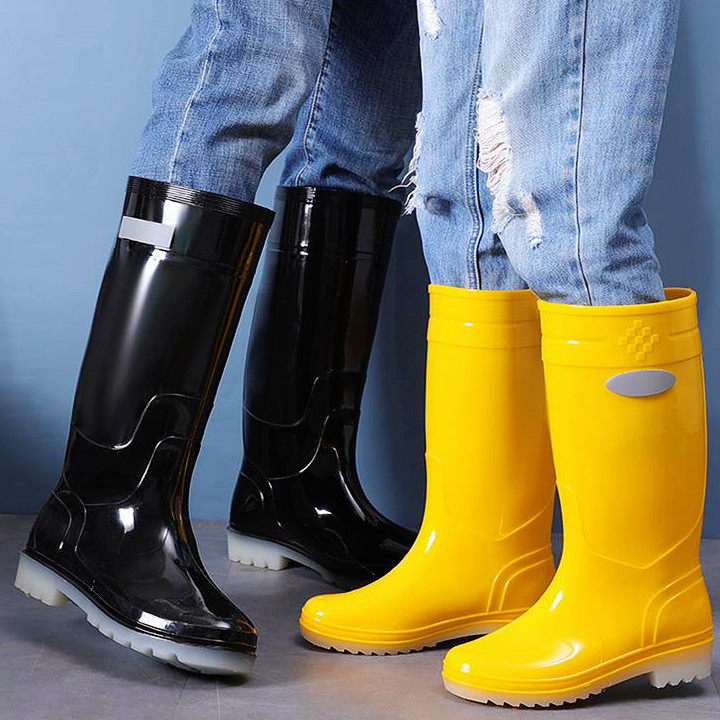 PRACTICAL THICKENED RAIN BOOTS FOR MEN AND WOMEN COW TENDON SOLE WATER SHOES WORK SHOES HIGH NON-SLIP RAIN BOOTS WATERPROOF FACTORY LONG RUBBER SHOES