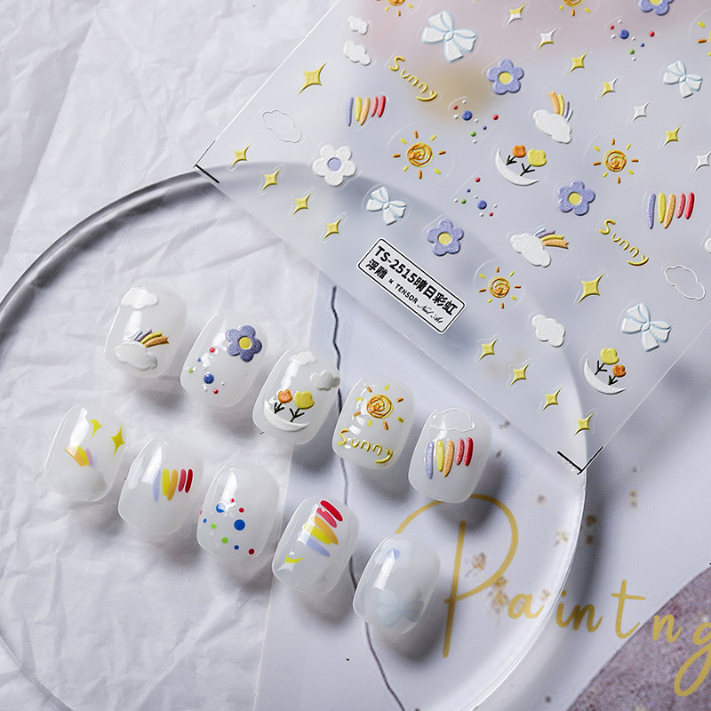 tensor新工艺卡通立体美甲贴背胶指甲贴饰品ts-2515晴日彩虹