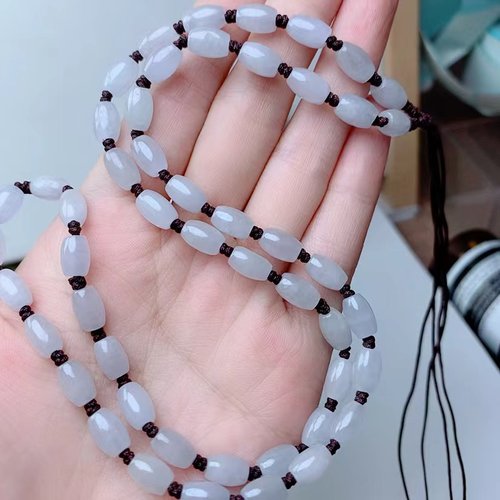 天然保真巴山翠全珠项链挂件绑吊坠绳玉珠米珠石头玉链子