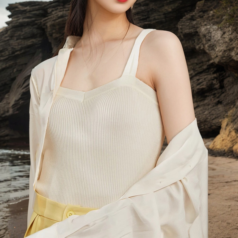 纯色打底无袖背心吊带女夏季新款