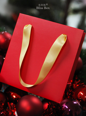 红色礼品袋ins风结婚节日新年高档手提纸袋圣诞生日可爱包装袋