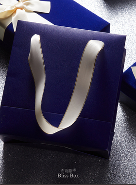 新款ins风深蓝礼品手提袋精美简约韩式唯美回礼袋手拎袋喜糖袋