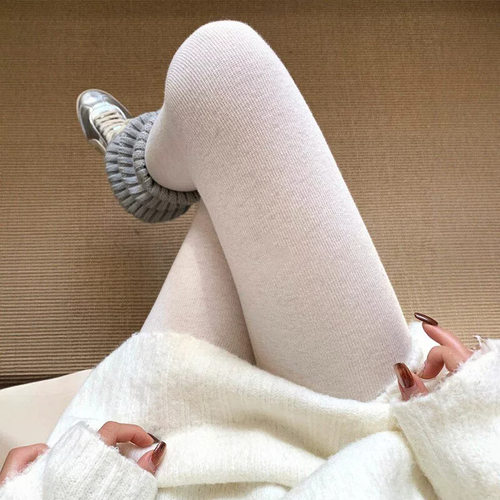 秋冬季奶咖啡色连裤袜女加厚加绒烟灰色打底裤袜显瘦深灰色踩脚袜