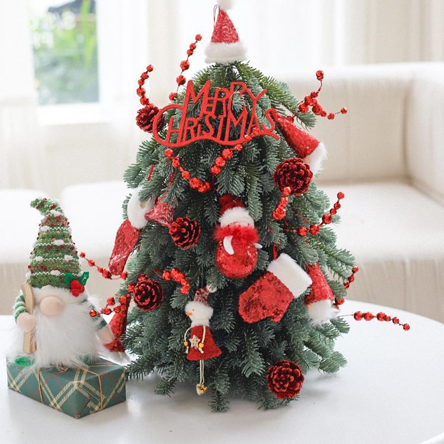 圣诞节装饰品场景氛围布置诺贝松圣诞树摆件店铺桌面家用造景道具