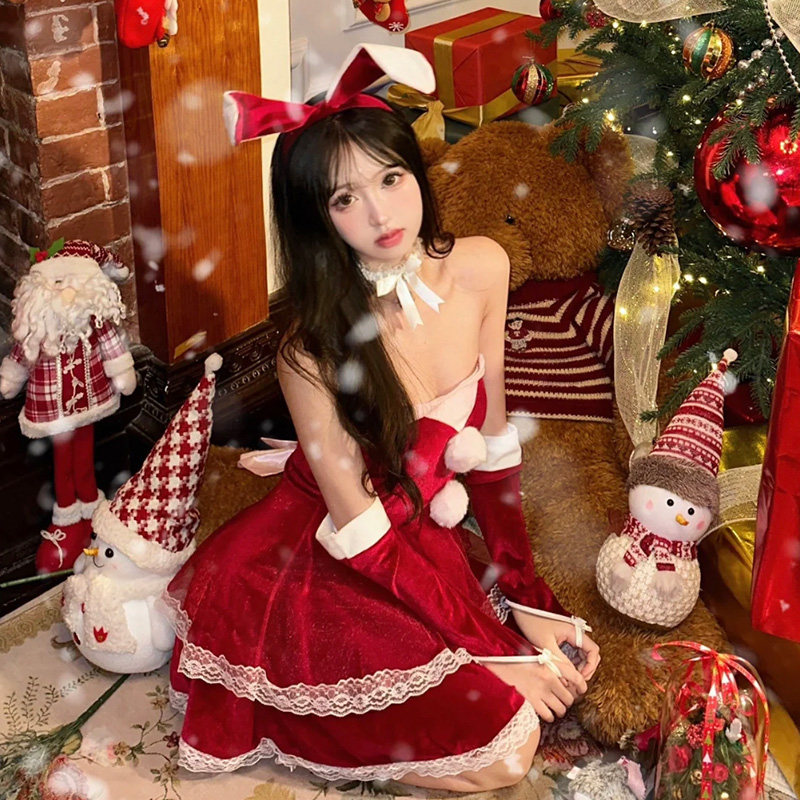 圣诞节服装服饰装扮成人大人衣服套装女秋冬装备红色主题制服活动