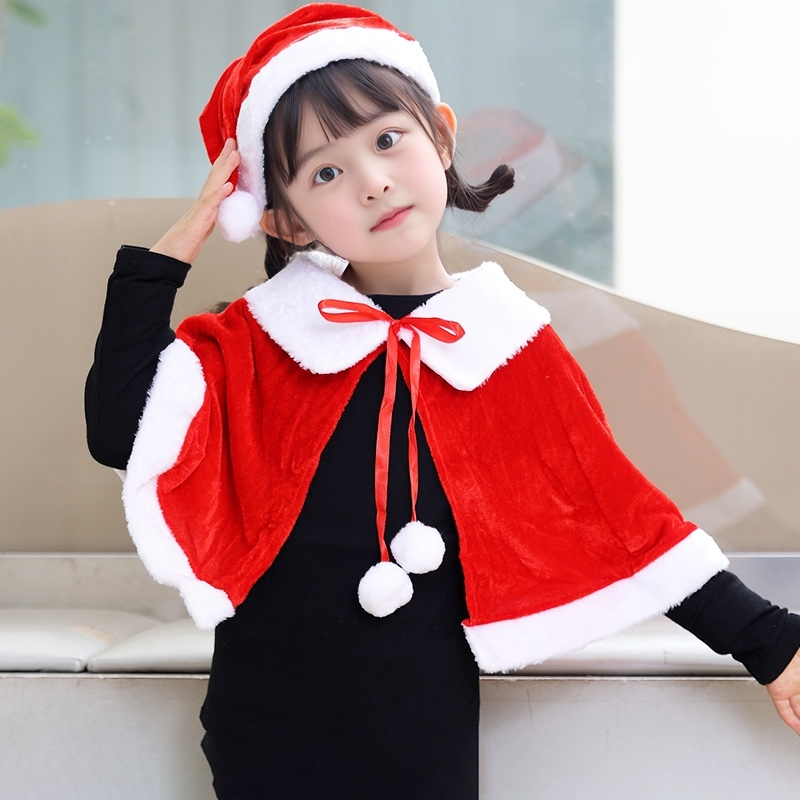 圣诞节披风斗篷儿童披肩衣服金丝绒舞台演出服饰装扮男童女童服装