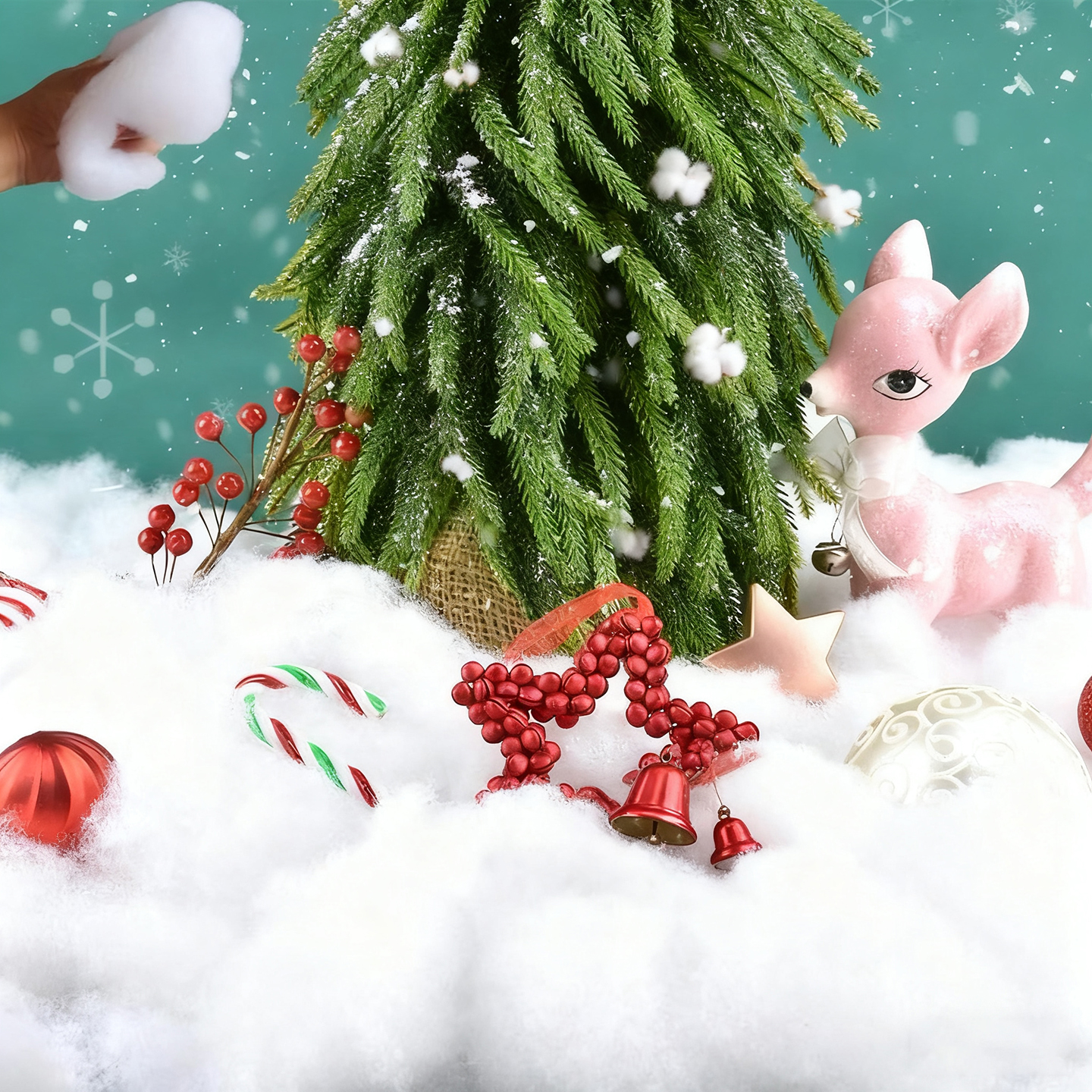 仿真雪地棉雪景造景云朵棉花假雪人造雪圣诞节装饰品场景氛围布置