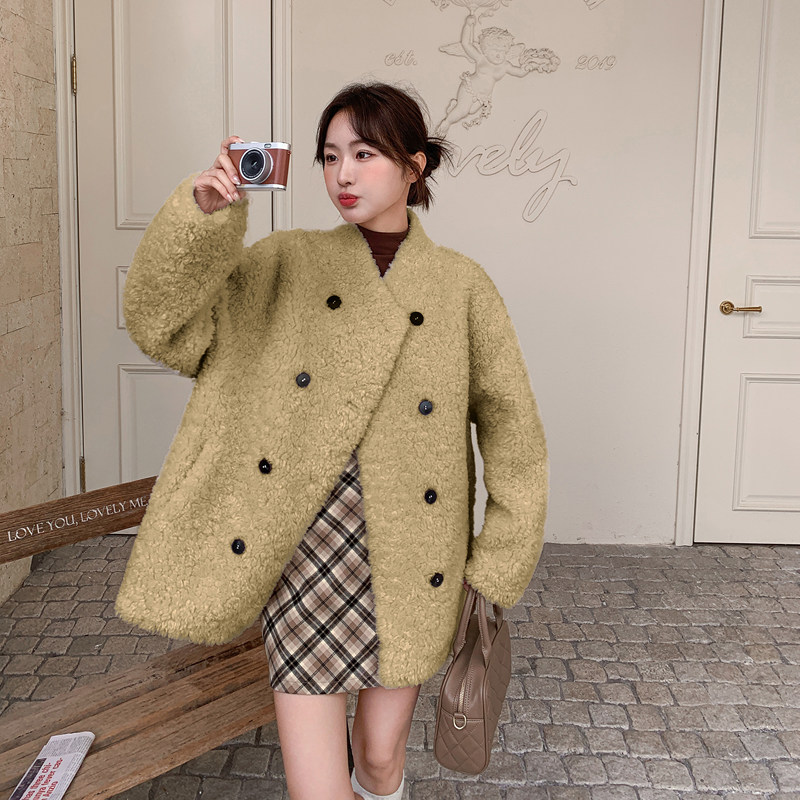 新款现货oversize宽松皮毛一体外套2C006-819-P185-K278,女装短外套,2C006