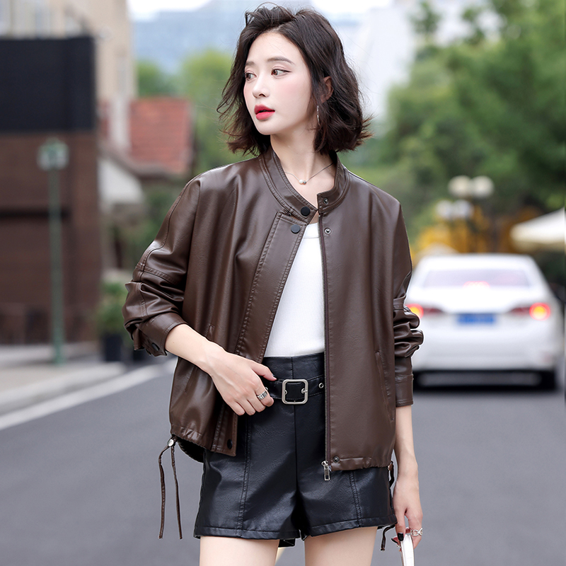 海宁真皮皮衣女短款宽松显瘦外套
