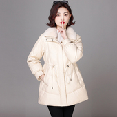 2025冬季 新款 真皮羽绒服女宽松收腰加厚水貂毛领白鸭绒绵羊皮外套