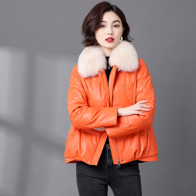 真皮羽绒服休闲宽松狐狸毛皮外套