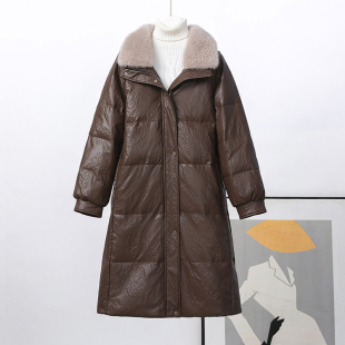 真皮羽绒服女中长款韩版显瘦冬季海宁绵羊皮水貂毛皮草大衣厚外套