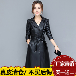 修身 韩版 显瘦绵羊皮外套 皮风衣2025新款 秋冬海宁真皮皮衣女中长款