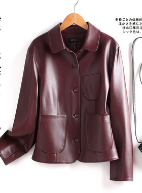 真皮皮衣女海宁2025新款春秋时尚黑色短款小绵羊皮夹克机车外套潮