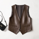 无袖 短款 马夹休闲百搭背心坎肩 真皮马甲女绵羊皮修身 2025春秋新款