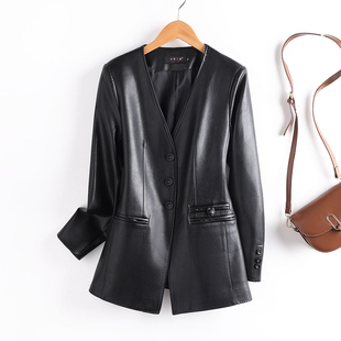 爆款 2026春秋新款 外套修身 小西装 皮夹克 海宁绵羊皮真皮皮衣女短款