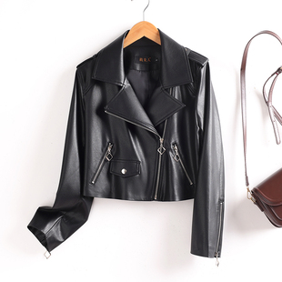 显瘦绵羊皮机车时尚 修身 夹克外套 真皮皮衣女短款 2025海宁春秋新款