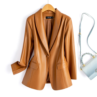 真皮西装 海宁绵羊皮西服皮衣女修身 高级感时尚 新款 外套 2026年春季