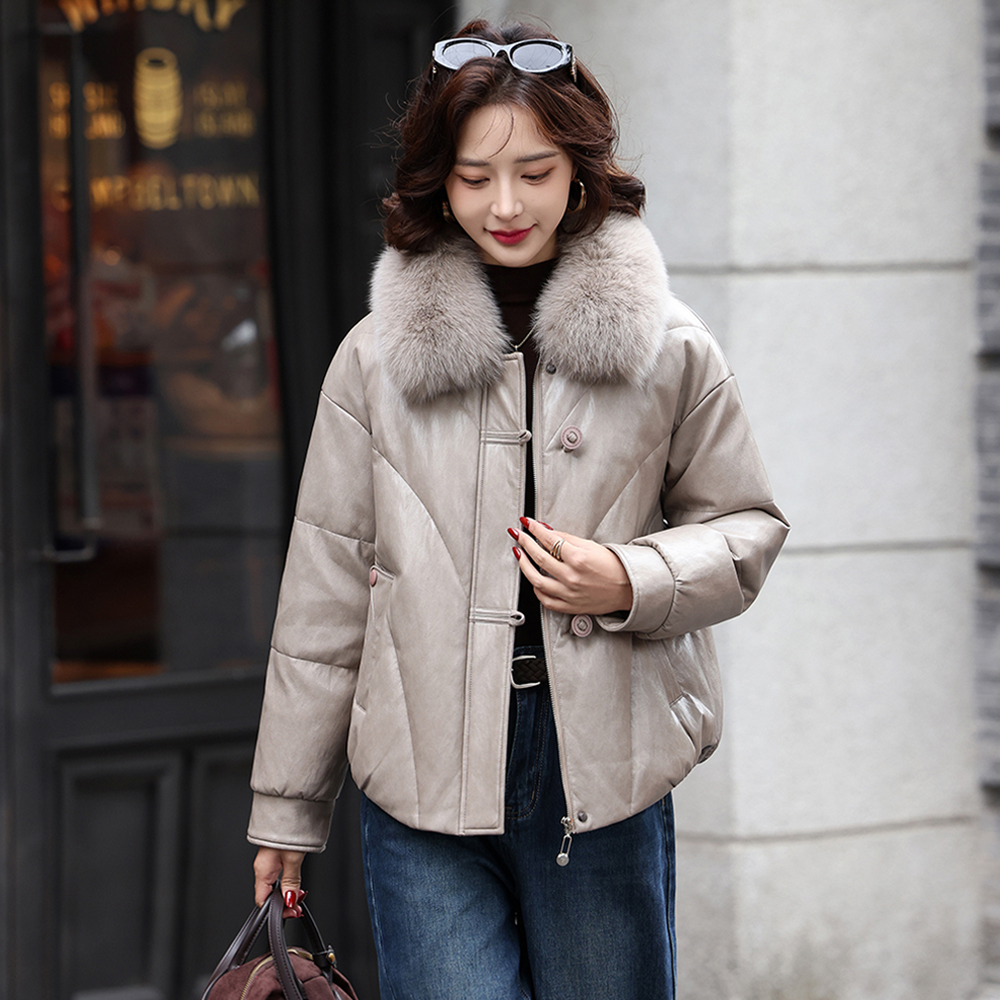 真皮羽绒服女宽松显瘦狐狸毛外套