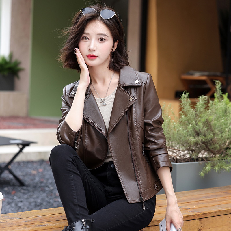 2025秋季新款海宁真皮皮衣外套女短款韩版西装领机车服显瘦皮夹克