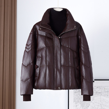 海宁皮衣女真皮羽绒服短款2025新款时尚宽松立领绵羊皮外套小个子