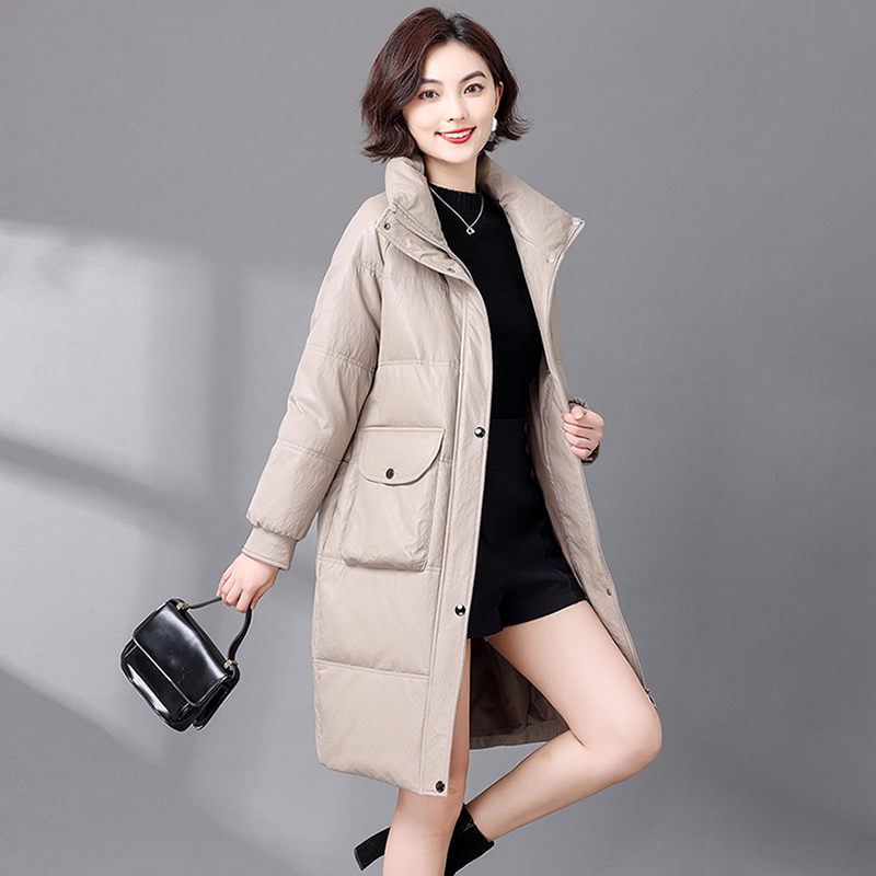 真皮羽绒服女宽松时尚大码皮外套
