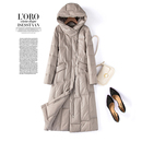 韩版 新款 休闲绵羊皮连帽外套 2025冬季 海宁真皮皮衣羽绒服女中长款