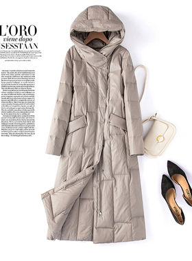 海宁真皮皮衣羽绒服女中长款2025冬季新款韩版休闲绵羊皮连帽外套