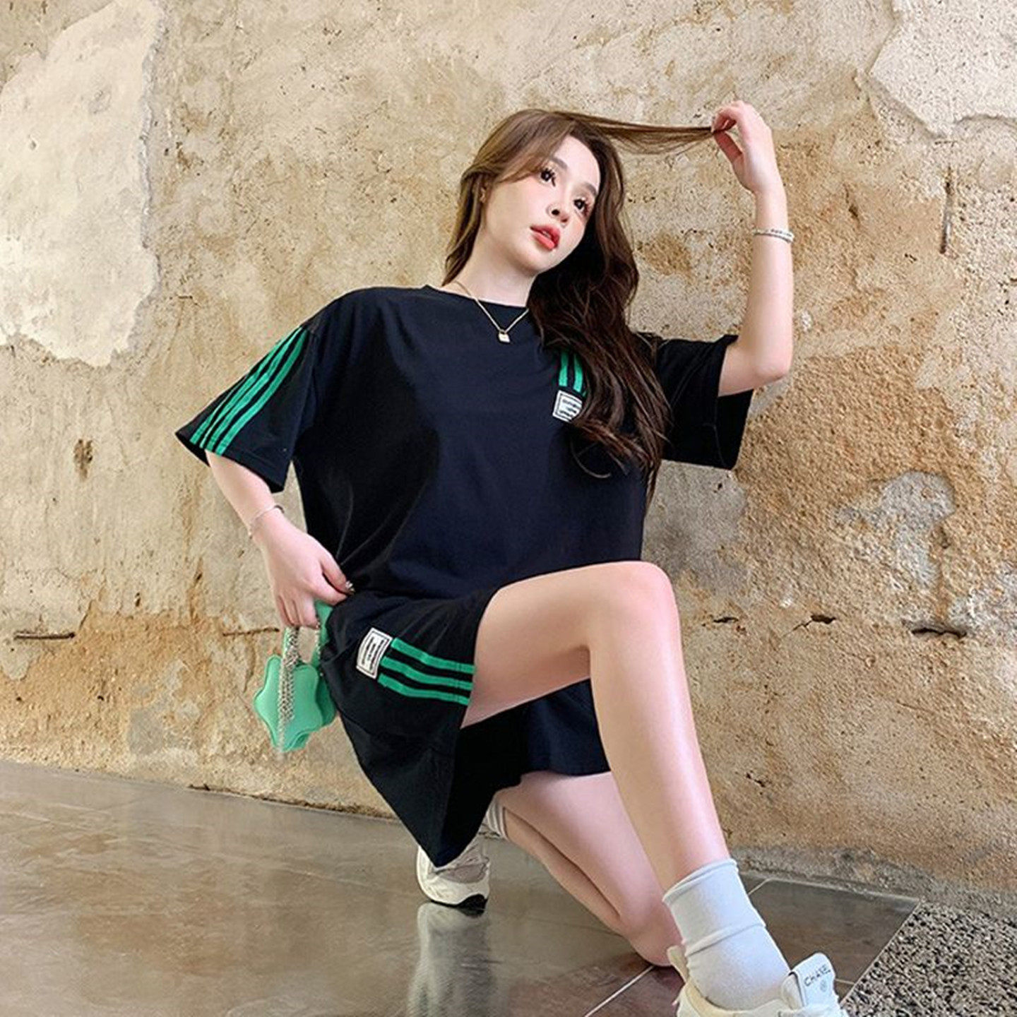 纯棉休闲运动服套装女夏季新款时尚宽松网红高级感短袖短裤两件套