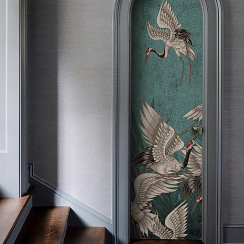 《crane》法式中国风墙贴客厅卧室背景墙壁纸仙鹤门翻新贴纸自粘