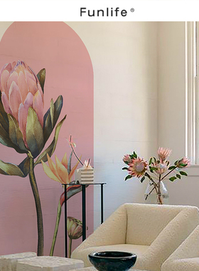 《花路》Boho风复古蓟花墙贴画客厅背景墙美化自粘贴纸DIY花卉贴