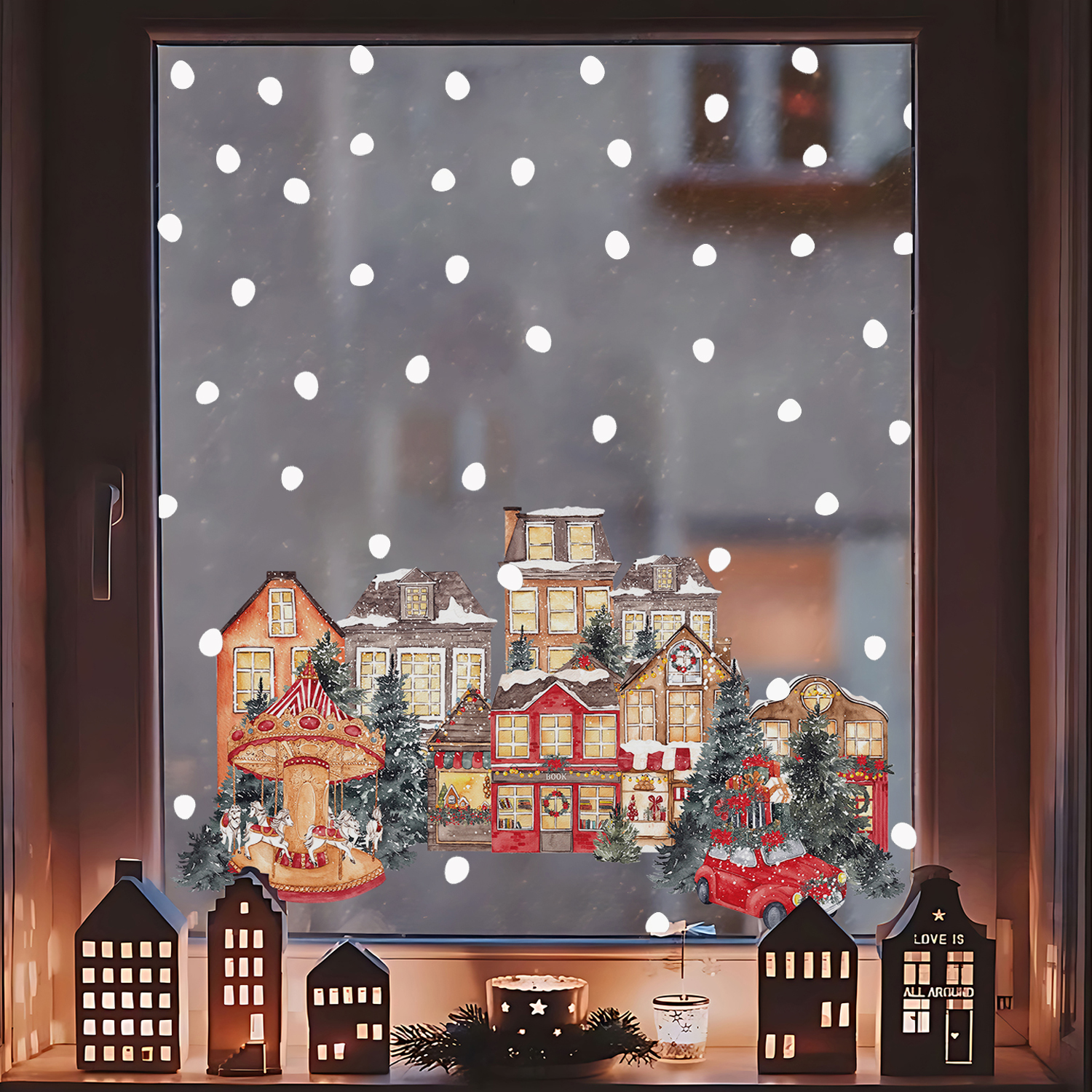 Funlie欢乐圣诞颂雪人小屋静电膜