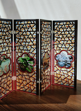 Funlife《City Walk》仿苏州拙政园新中式花窗四季桌面小屏风装饰