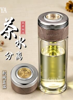 GHYA显温双层玻璃茶水分离杯