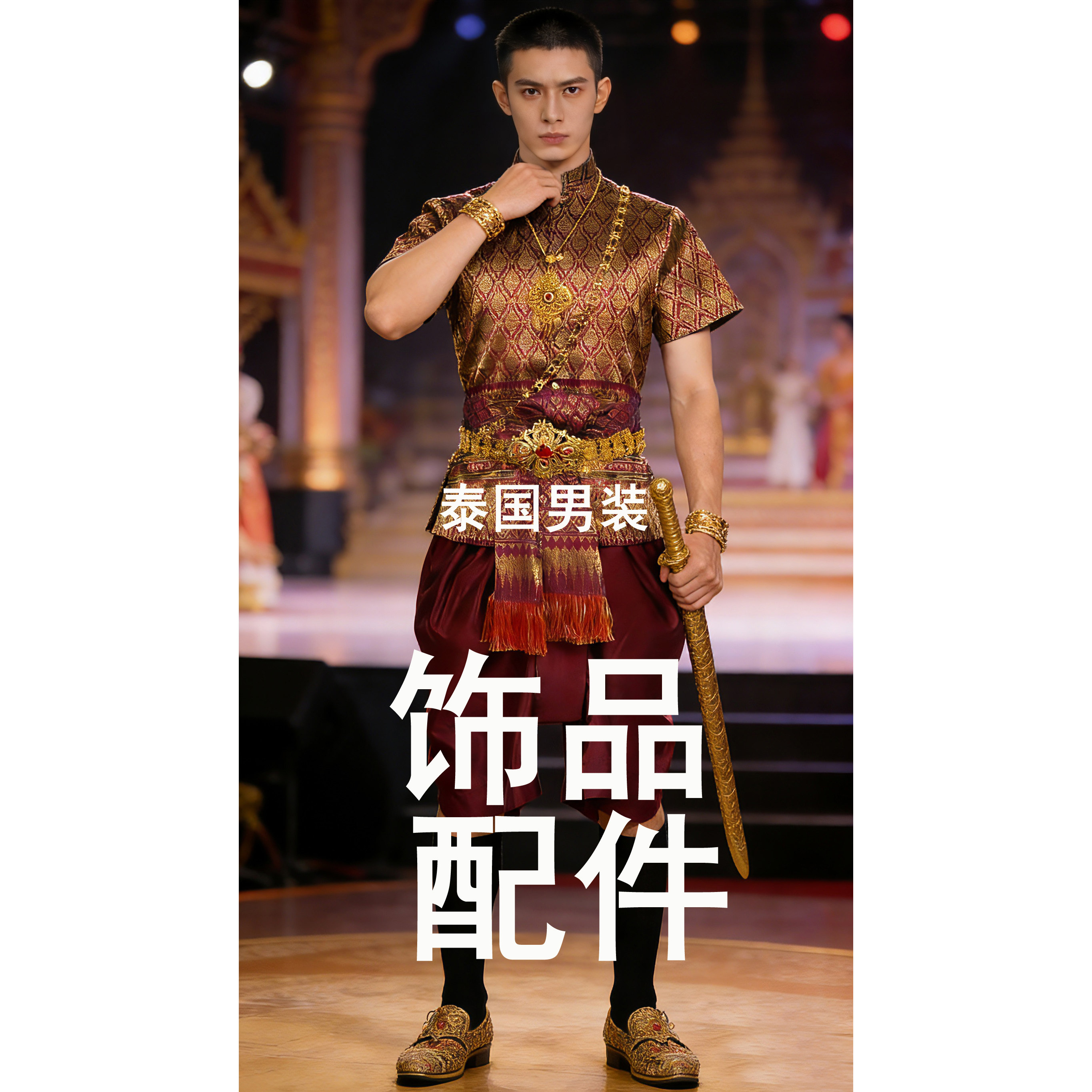 泰国男装配件配饰合集项链肩链佛牌手镯腰带黑色长袜胸针百搭