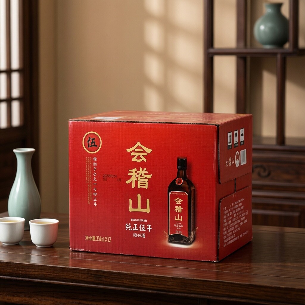 会稽山纯正五年陈黄酒350ML*12小瓶装整箱绍兴花雕酒手工糯米黄酒