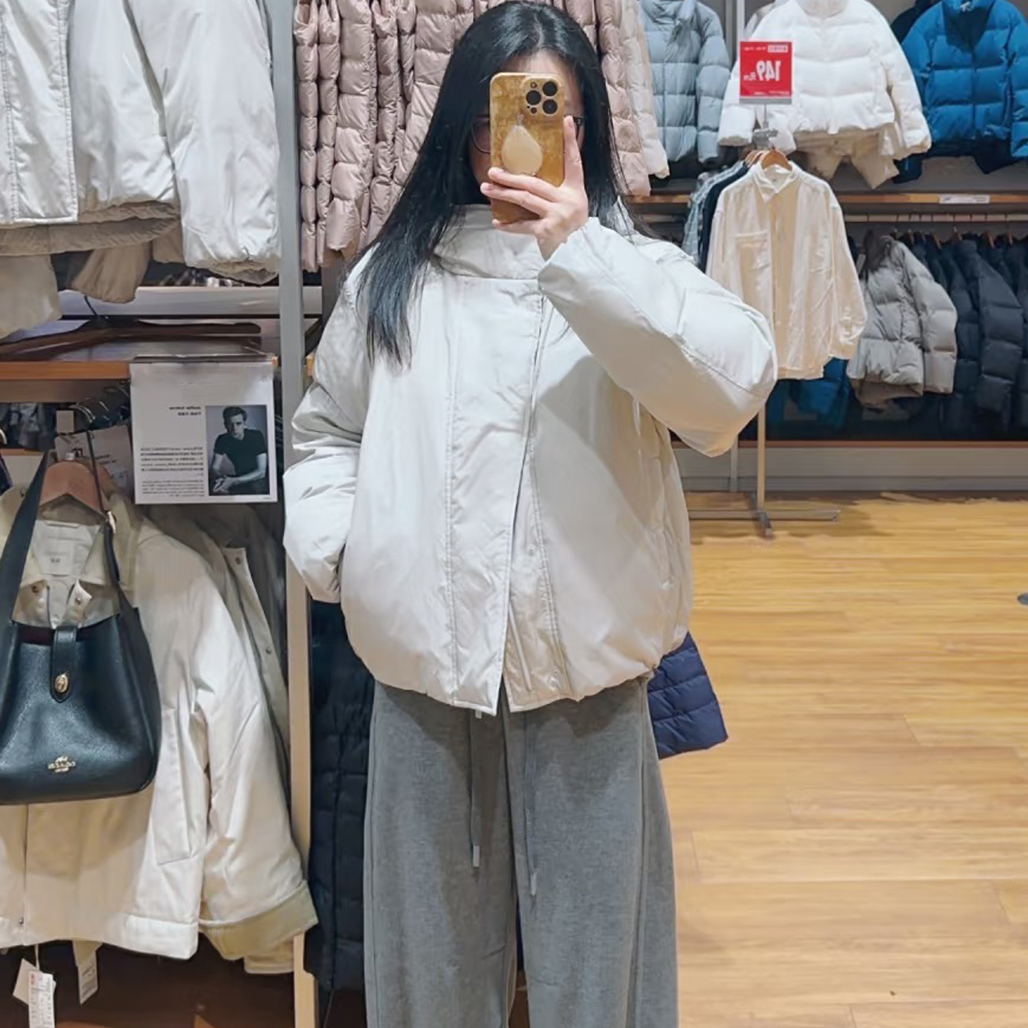 日系25秋冬新款合作款女装男装空气棉服连帽外套面包服E480064